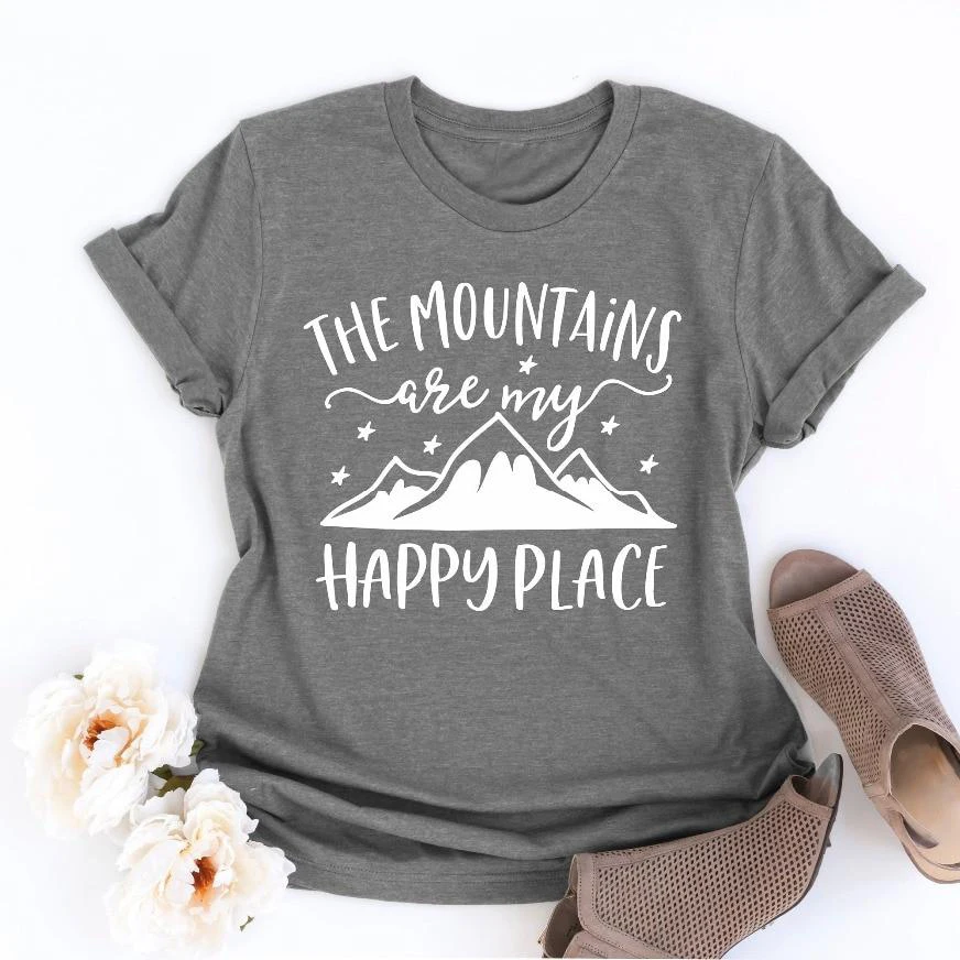 Женская футболка с графическим принтом Happy Place Повседневная летняя изображением