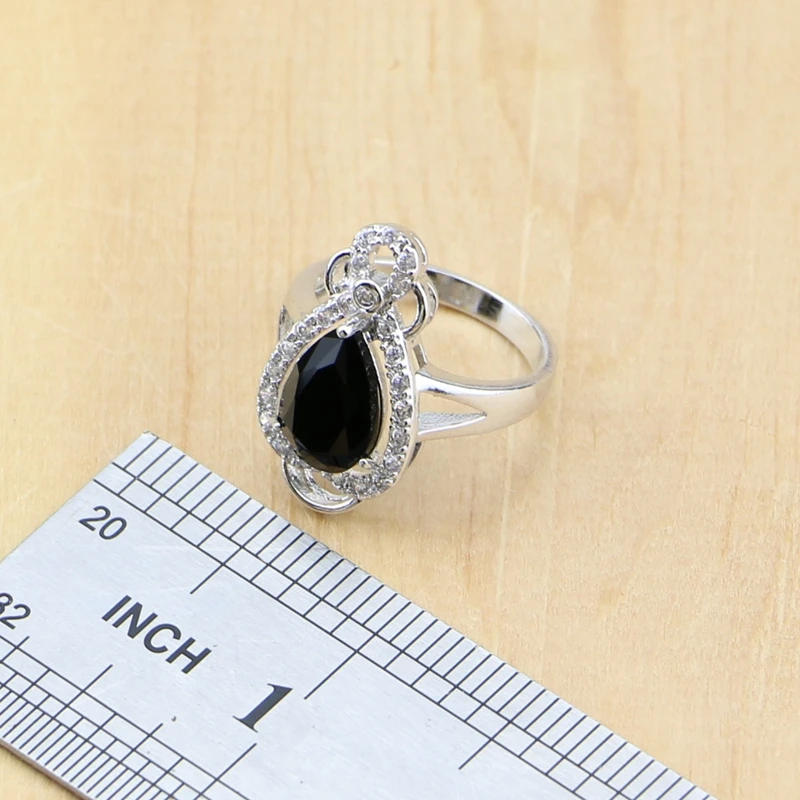 925 серебряные свадебные украшения черного цвета с цирконием ювелирное изделие