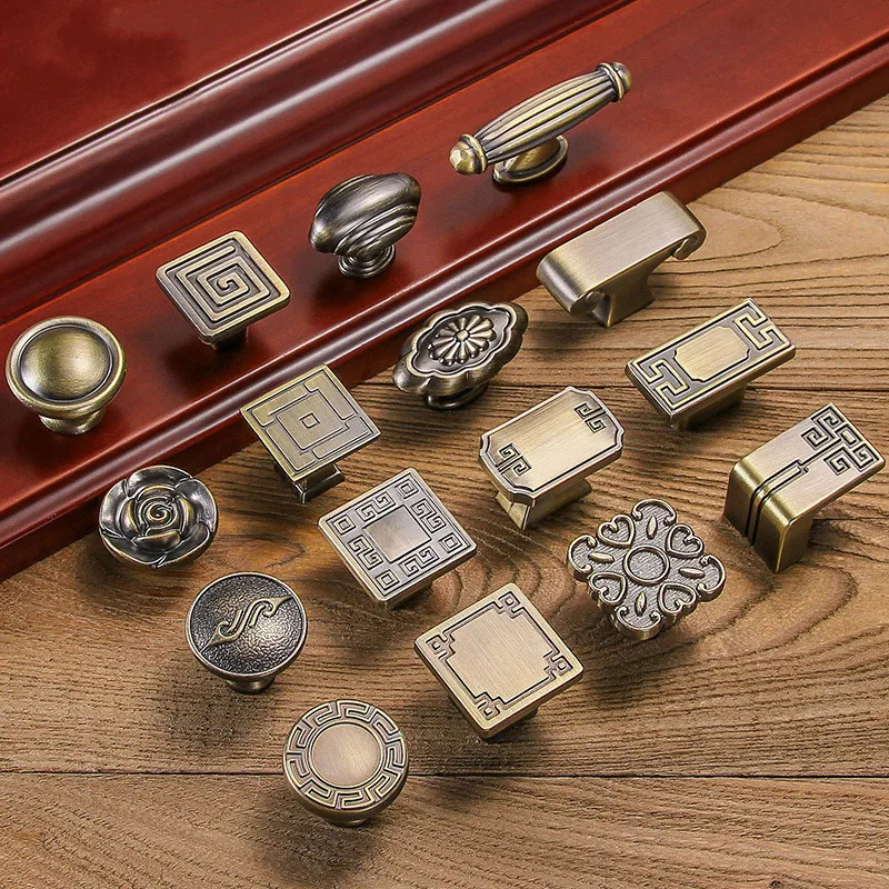 Дверные ручки в китайском стиле архицированный ящик встряхивающая ручка нагрудный шкаф зеленая бронзовая