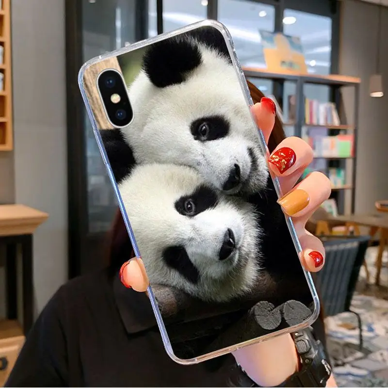 

Cute animal panda Transparent TPU Soft Phone Cover for iPhone 11 pro XS MAX 8 7 6 6S Plus X 5 5S se 2020 XR cover