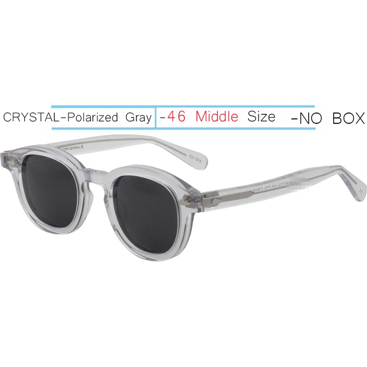 46-Clear-Gray IVSTA Jonny Depp, мужские очки, ручная работа, ацетат, оправа, поляризационные солнцезащитные очки, круглые, люксовый бренд, оптические, близорукость, рецепт, логотип - Цвет оправы: 46-Clear-Gray