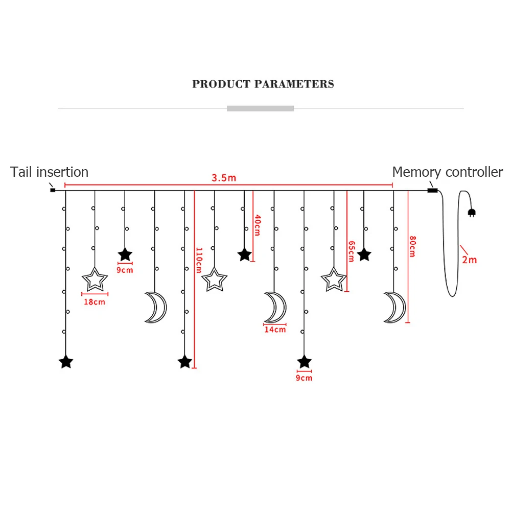 

LED Fairy Lights 3.5m Star Moon LED Curtain Lights Garland Wedding Decorative Lamp Home Garden Window Curtain Decoration
