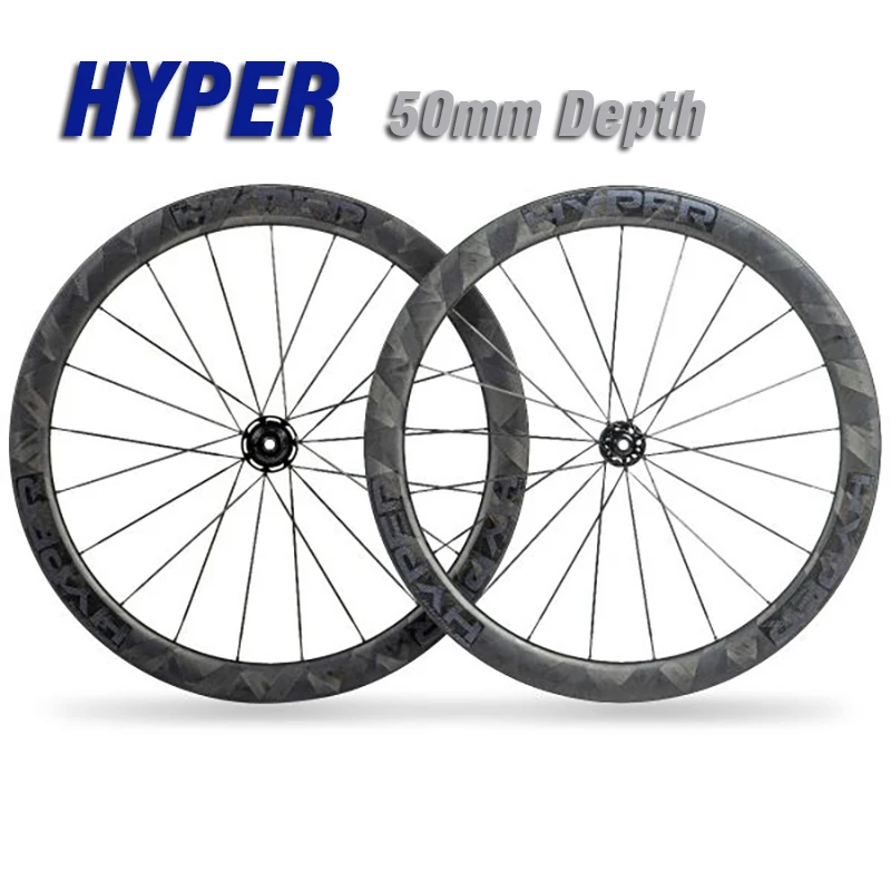 Колеса для шоссейного велосипеда Winspace Carbon HYPER с керамическими подшипниками и дисковыми тормозами на Aero Bladed спицах, размер 700C.