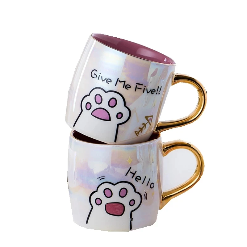 

Cartoon Coffee Milk Mugs Ceramics Cat Mug With Lid and Spoon Cute Creative Breakfast Cup Valentine's Day Wedding Birthday Gift