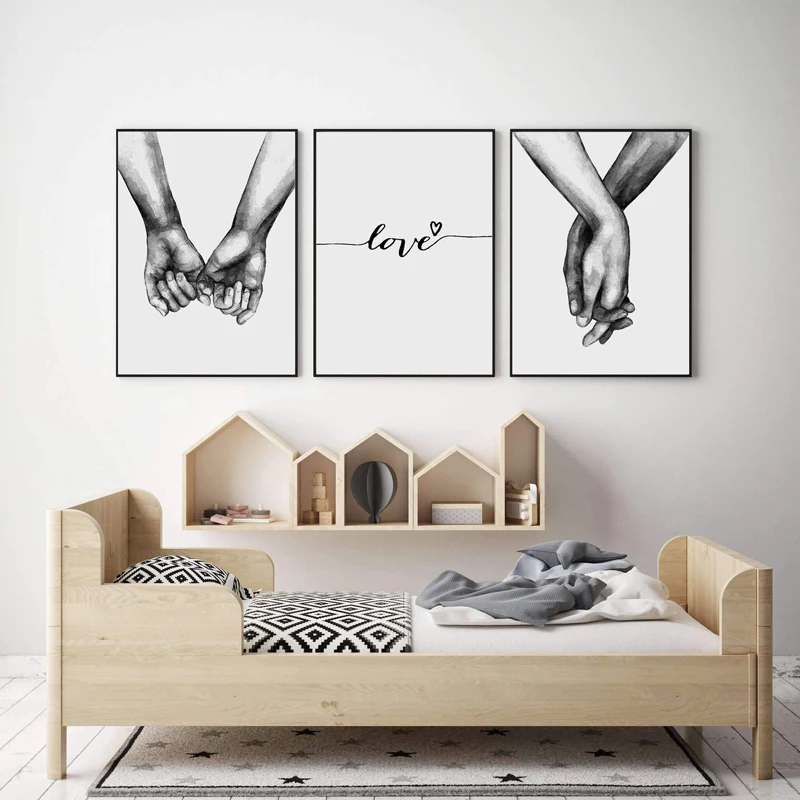 

Nordic Back White Style Sweet Love Wall Art Canvas Poster Minimalist Print LOVE Quotes Painting Picture for Living Room Decor