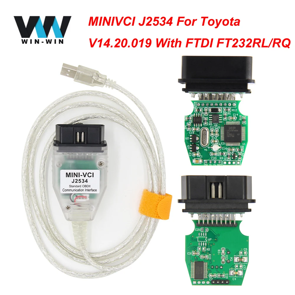 V14.20.019 для Toyota MINI VCI J2534 с FTDI FT232RL OBD OBD2 автомобильный диагностический инструмент Авто сканер кабель ТИС Techstream minivci