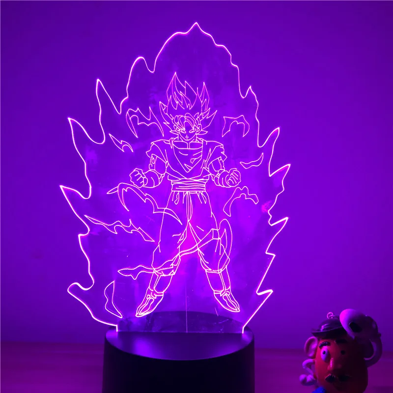 Dragon Ball Z Вегета ГОКу супер сайян, «Жемчуг дракона 3D светодиодный Ночной светильник 7 цветов сенсорный оптический Иллюзия фигурку настольная лампа украшения