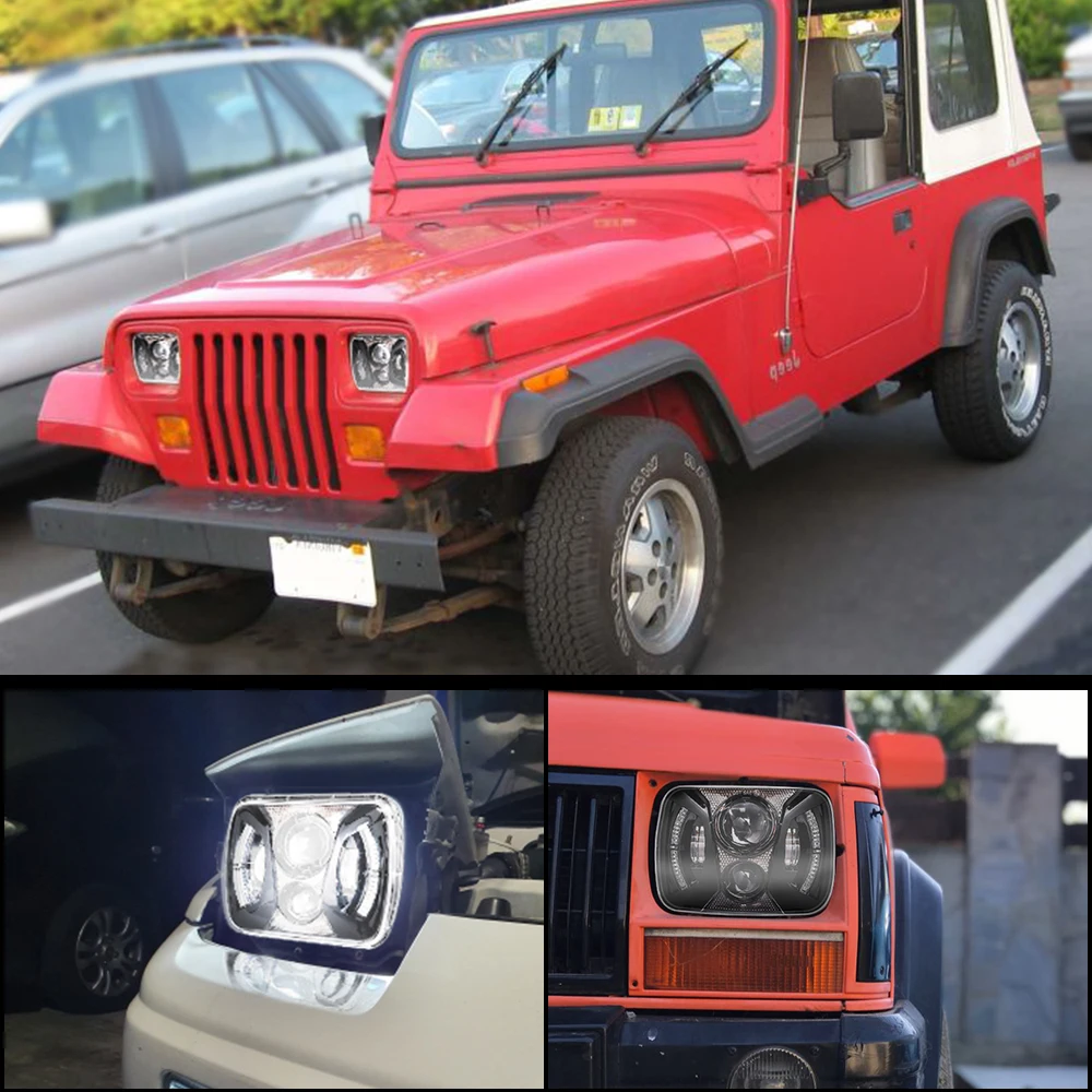 

7X6 75W Car LED Headlights 6000K 8000LM Running Light Hi-Lo Beam For Jeep Wrangler YJ Cherokee XJ H5054 H6054LL 6052 6053