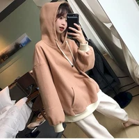 2021 spring and autumn korean loose casual sports suit two piece set women winter outfits solid color velvet hoodies harem pants