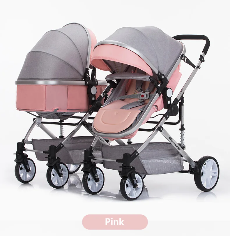Babyfond легкая двойная коляска с высоким пейзажем, коляска может лежать, ударопрочная, складная, съемная коляска
