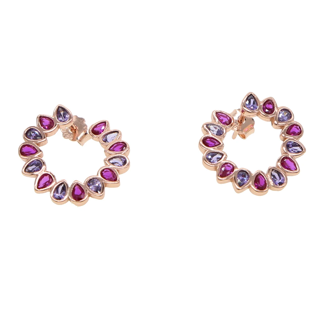 Multi-Colored Red Green Blue Natural Zirconia Stud EarringS Delicate FlowerS S925 Silver Women FaShion Ear Jewelry | Украшения и