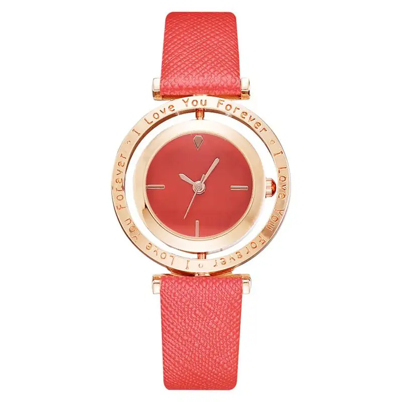 Simple Rotating Dial Women Watches Gold Pointer Fashion Ladies Quartz Leather Wristwatches 2020casual Woman Watch Orologio Donna