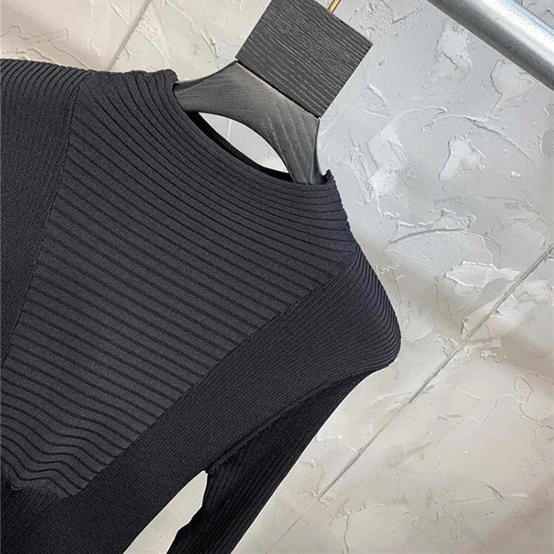 TWOTWINSTYLE элегантное платье для женщин с длинным рукавом и круглым вырезом с высокой талией тонкие асимметричные платья женские осенние модные новые