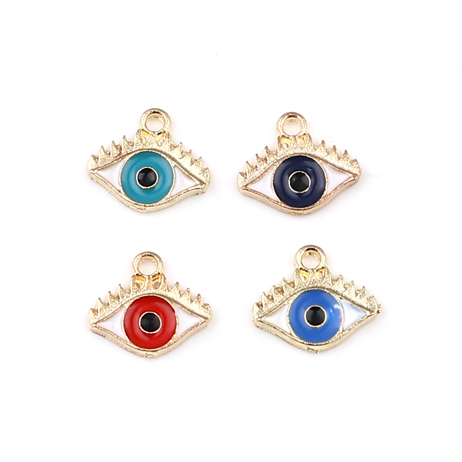 

10 PCs Enamel Evil Eye Charms Zinc Based Alloy Religious Charm Eye Gold Color Pendants DIY Jewelry Earring Making 13mm x 12mm