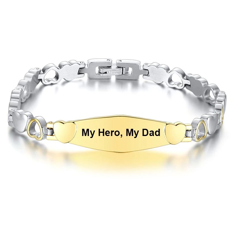 Браслет мужской из нержавеющей стали с гравировкой на цепочке | Украшения и