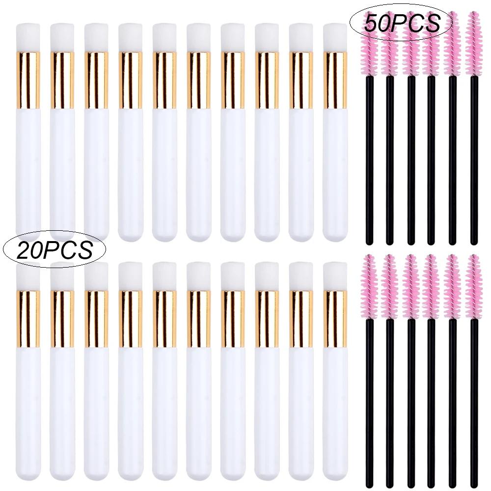 

20Pcs Eyelash Cleaning Brush Eyebrow Nose Blackhead Remove With 50Pcs Eyelash Extension Disposable Eyebrow Brush Cosmetic Brush
