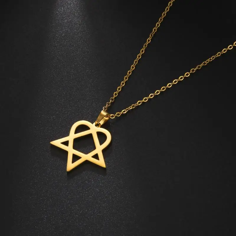 

Classic simple personality Heartagram Star Heart Stainless Steel Pendant Necklace for Men Women Trendy Casual jewelry