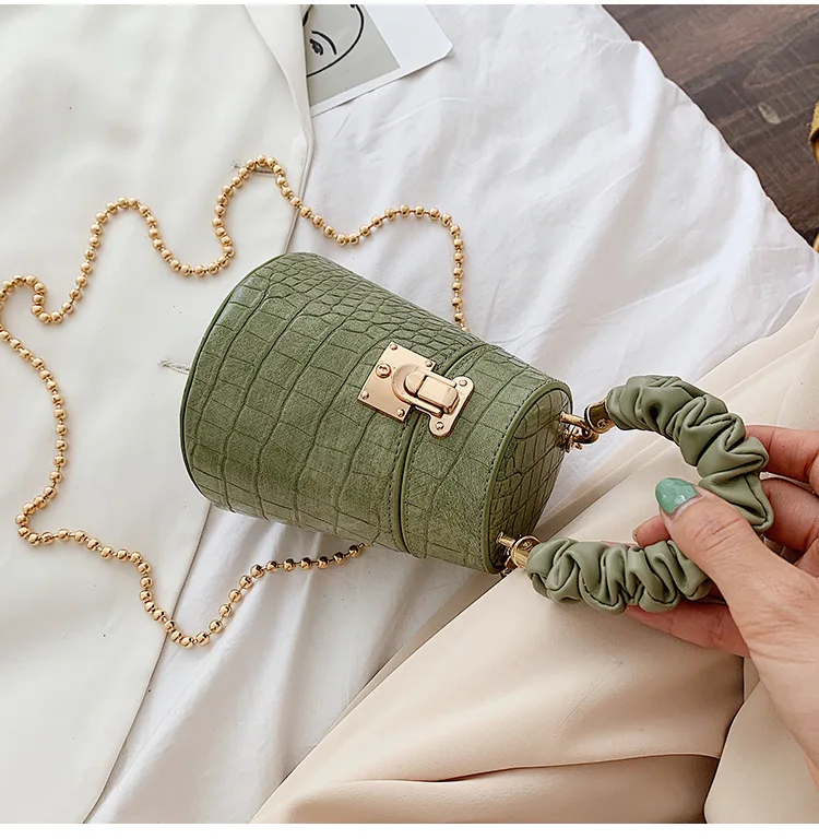 

New girl bag crocodile pattern bucket bag fashion chain shoulder bag net celebrity popular mini handbag daily travel small bag