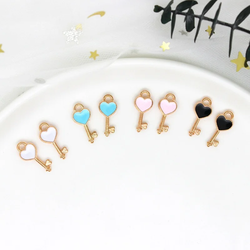 подвески для украшений 10 шт. 16 * 7 мм в форме сердца эмаль ключей кулон сделай сам