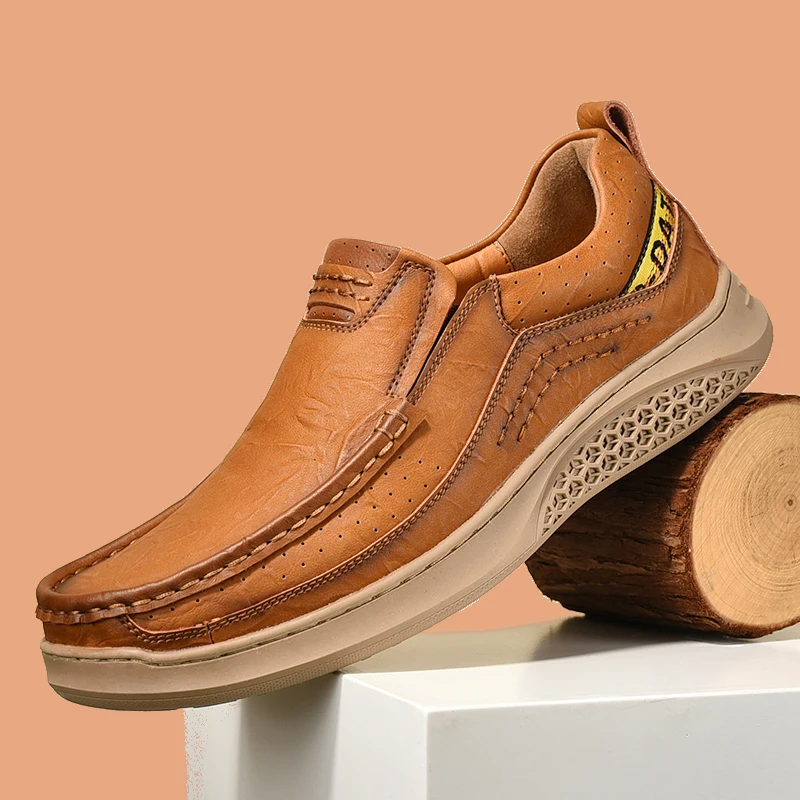 

Luxury Genuine Cow Leather Shoes For Men Spring Summer Breathable Comfort Lining Casual Shoes Fashion Hand Sewing Men's Shoes