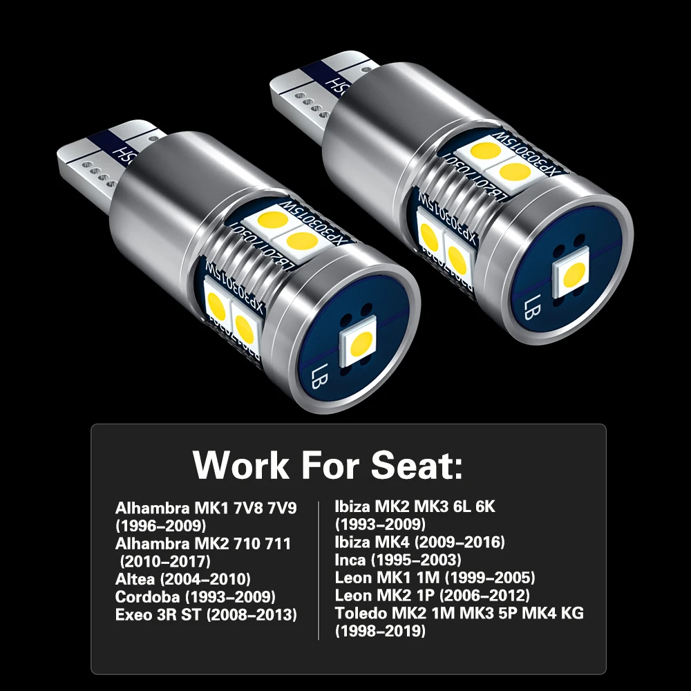 2 шт. Светодиодные Габаритные лампы W5W T10 Canbus для Seat Ibiza 3 MK2 MK3 MK4 6L 6K Leon MK1 1 м 1P |