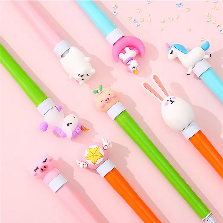 1 шт. 0,5 мм Kawaii Мультфильм Единорог кролик освещение черные чернила гель детская ручка подарок школьные офисные канцелярские принадлежности