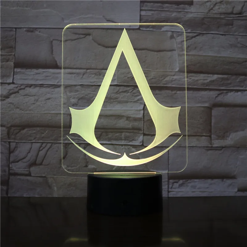Assassins Creed, игровой дизайн, 3d светодиодный Ночной светильник, подарок для детей, декор для спальни, меняющий цвета, для кабинета, Ночной светильник, лампа, Прямая поставка