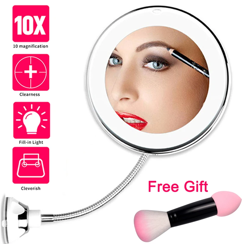 Светодиодный зеркало для макияжа с светодиодный свет 10X увеличительное