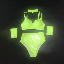 Maillot de bain argenté pour femmes, vêtement de danse pôle, culotte taille haute, Gogo, tenue de spectacle de scène  (3)