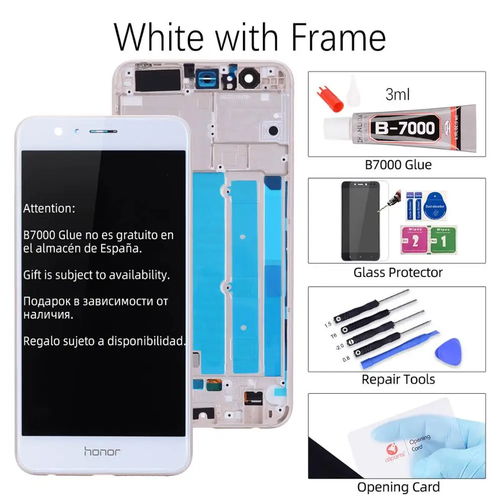 Дисплей для huawei Honor 8 Ремонт сенсорного ЖК-экрана с рамкой для Honor 8 ЖК-дисплей 5,2 ''frd-l09 FRD-L19 - Цвет: with Frame White