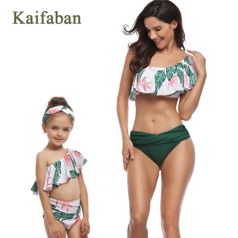 Женский комплект бикини с оборками пуш-ап воланы купальник для девочек мам и