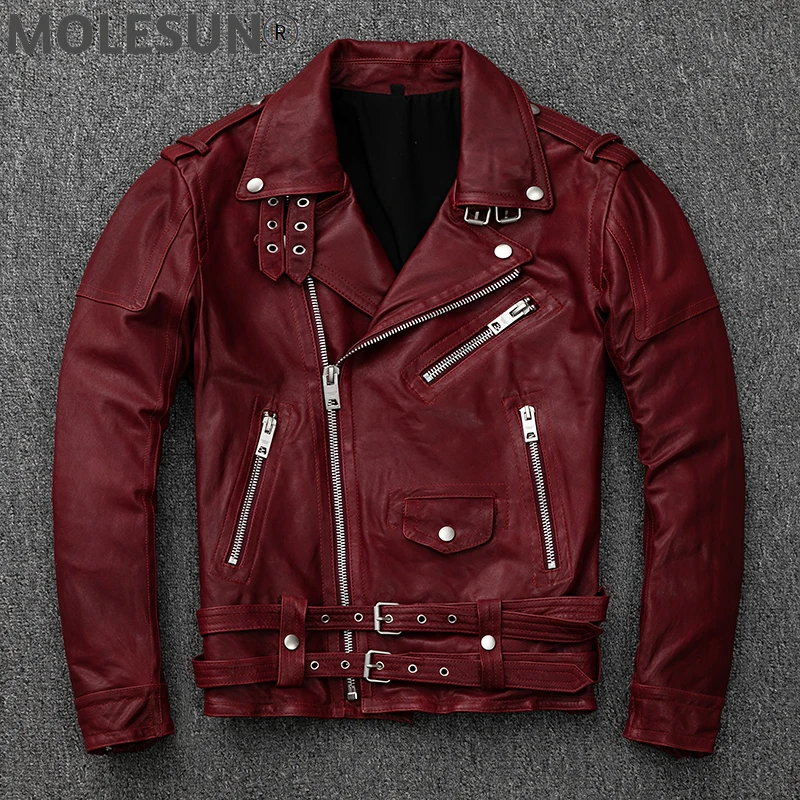 

High Quality Leather Jacket Men Vintage Slim Short Motorcycle Vintage Sheepskin Coat Clothing Chaqueta De Cuero Hombre WPY3680