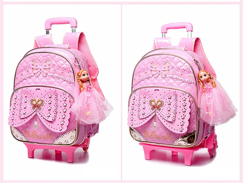 Школьные сумки с колесами Mochilas, детские милые рюкзаки, 6 детских чемоданов на колесиках для девочек, рюкзак на колесиках для детей 6-10 лет, Escolar