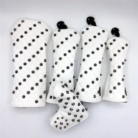 black rivets premium golf headcovers golf driver fairway woods hybrid putter covers complete set 2 colors mascot novelty gift
