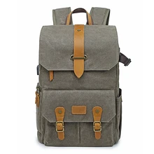 Vintage Batik Canvas+Leather Photo Bag Outdoor Travel Roomy Backpack Padded Photography DSLR Camera Case for Canon/Nikon/Sony