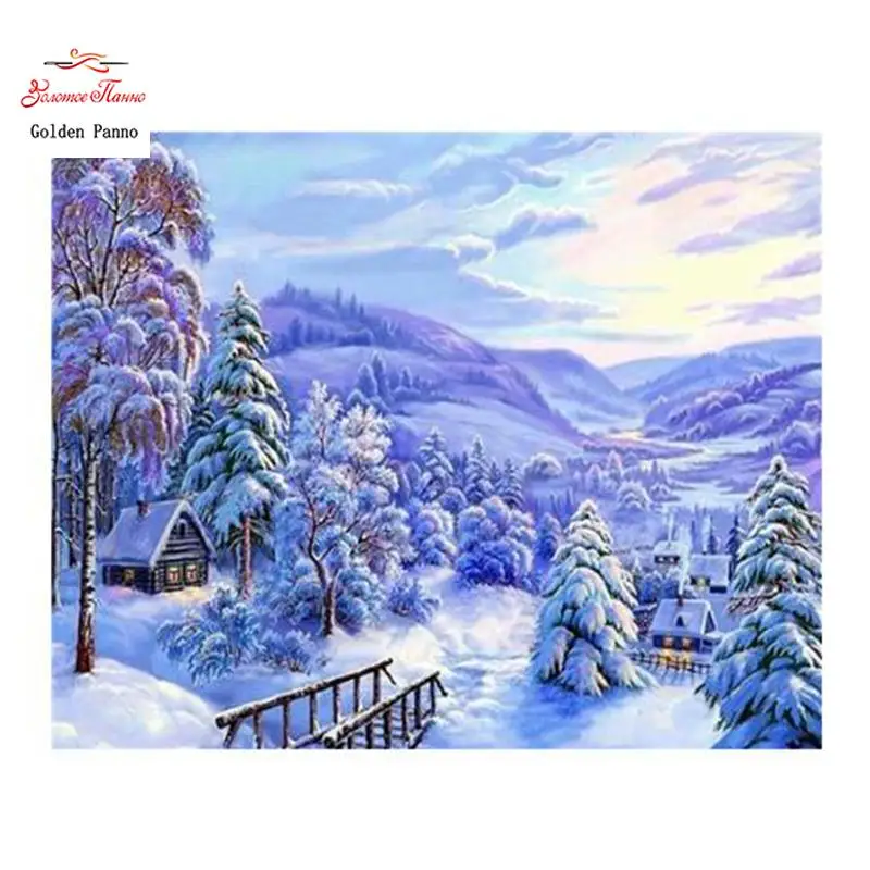 Mosaico Quadrado Completo Pintura De Diamante Bela Paisagem De Inverno Strass Diamante Bordado Paisagem Decorao De Casa