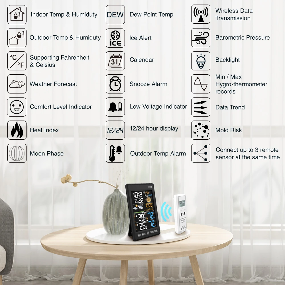 PROTMEX PT19C Погодная станция Температура Влажность беспроводной цветной ЖК дисплей