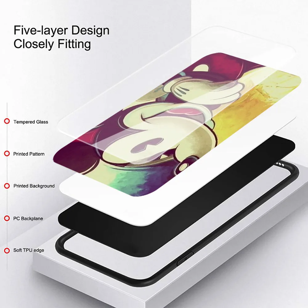 mickey mouse tempered glass cover for realme 7 7i xt c3 6 5 pro for oppo a9 2020 a52 find x2 lite phone case free global shipping