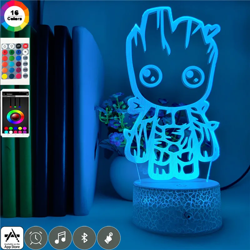 Светодиодный 3D светильник с героями комиксов Марвел фигура Мстителей дерево