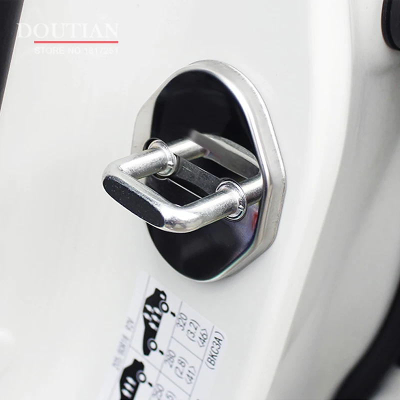 

NEW 3D Stainless Steel Door Lock Buckle Protection Protective Cover trim for Mazda cx3 cx5 cx30 2016-2022 Auto Accessories 4pcs