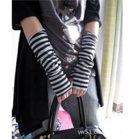 autumn wrist arm hand arm warmers knitted fingerless gloves long sleeve soft striped elbow gloves fingerless gloves mittens