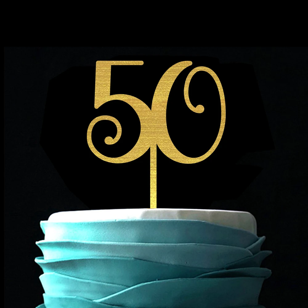 50 Топпер для торта на день рождения 10 золотых топперов под заказ деревянный