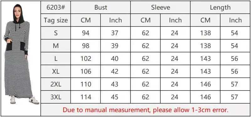 

Donsignet Muslim Women Dress Spring/Autumn Muslim Fashion Striped Long-sleeve Pockets Hooded Dubai Abaya Turkey Long Dress