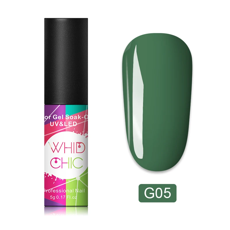 G05 WHID CHIC 1 бутылка 5 мл Блестящий цветной Гель-лак для ногтей Блестящие Блестки долговечный впитывающий УФ-гель для ногтей для самостоятельного дизайна ногтей - Цвет: G05