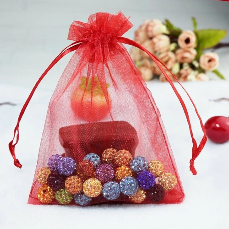 

100 Pcs/bag Bags Mesh Gift Pouches Container Organizer Party Supply Organza Gift Bags Jewelry Candy Bag Wedding Favors