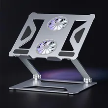 Tongdaytech Foldable Table Laptop Holder Stand Double Cooling Fan Aluminum Adjustable Base Support Notebook Macbook Pro Computer