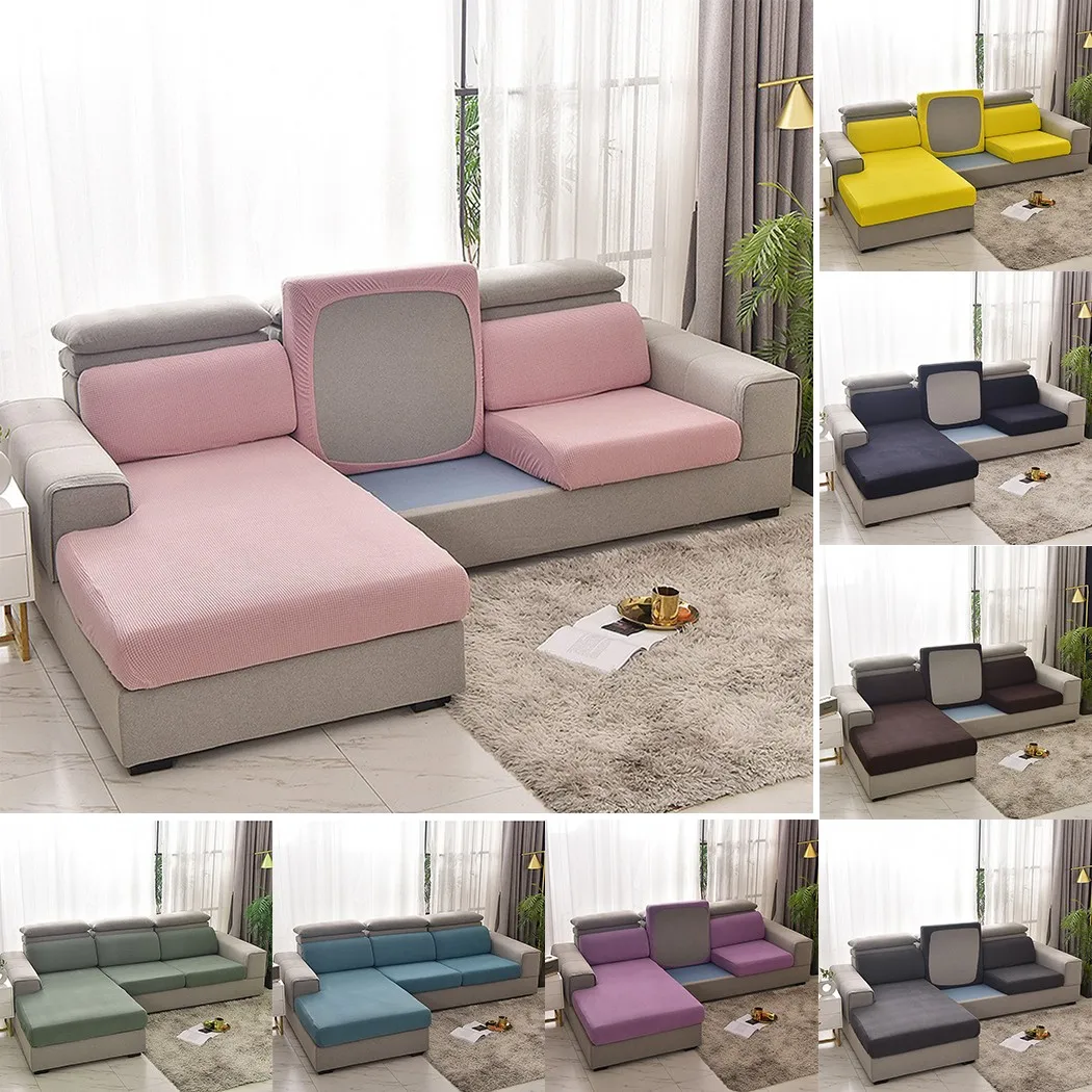 

3 Color Polar Fleece Simple Sofa Cushion Cover Solid Color Flexible Sofa Protective Cover Elastic Anti-dust Living Room Decor