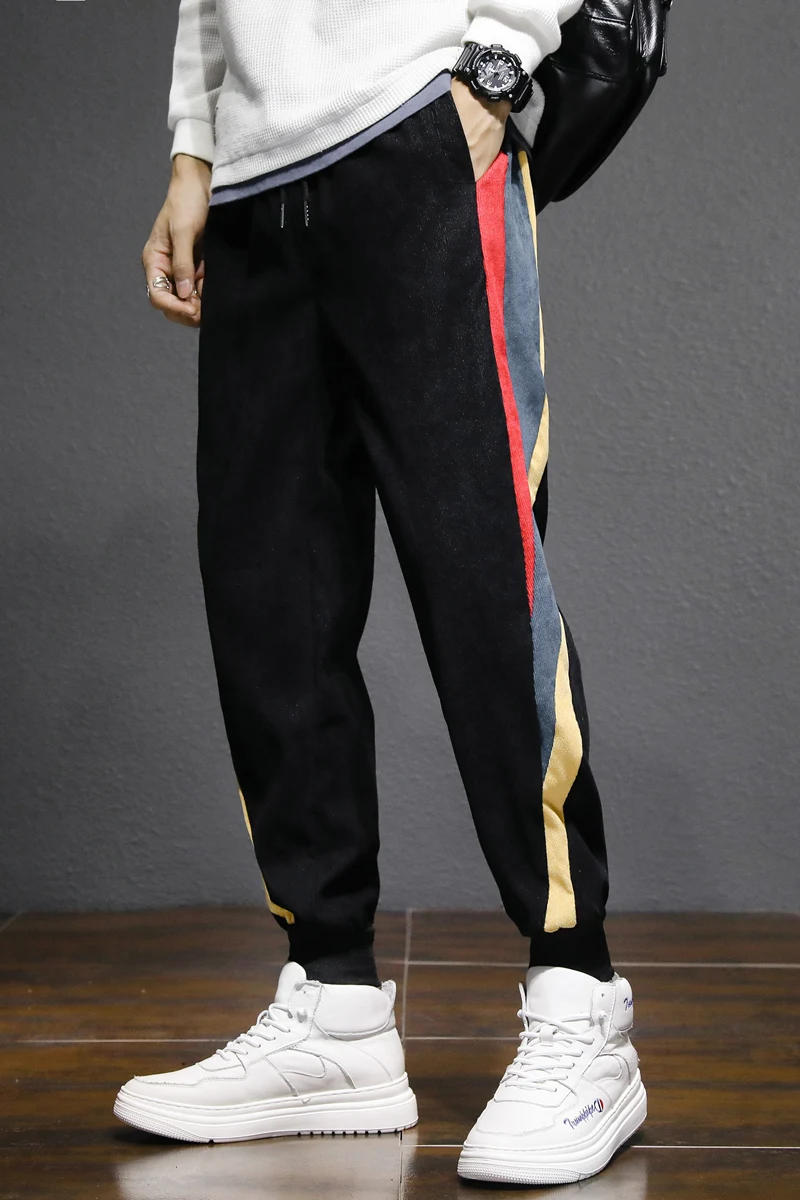 Мужские брюки большого размера модные замшевые свободные до щиколотки