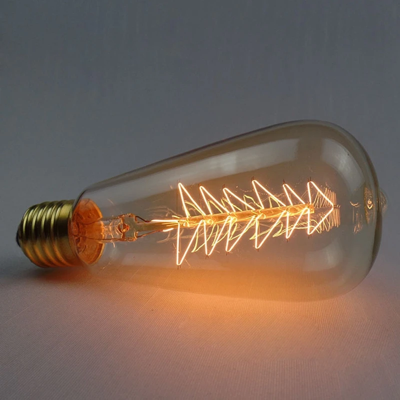 Винтаж Edison светильник лампочка E27 220v 40w Ретро Эдисон лампы ST64 T45 T100 T185 G80 G95 A19 нити