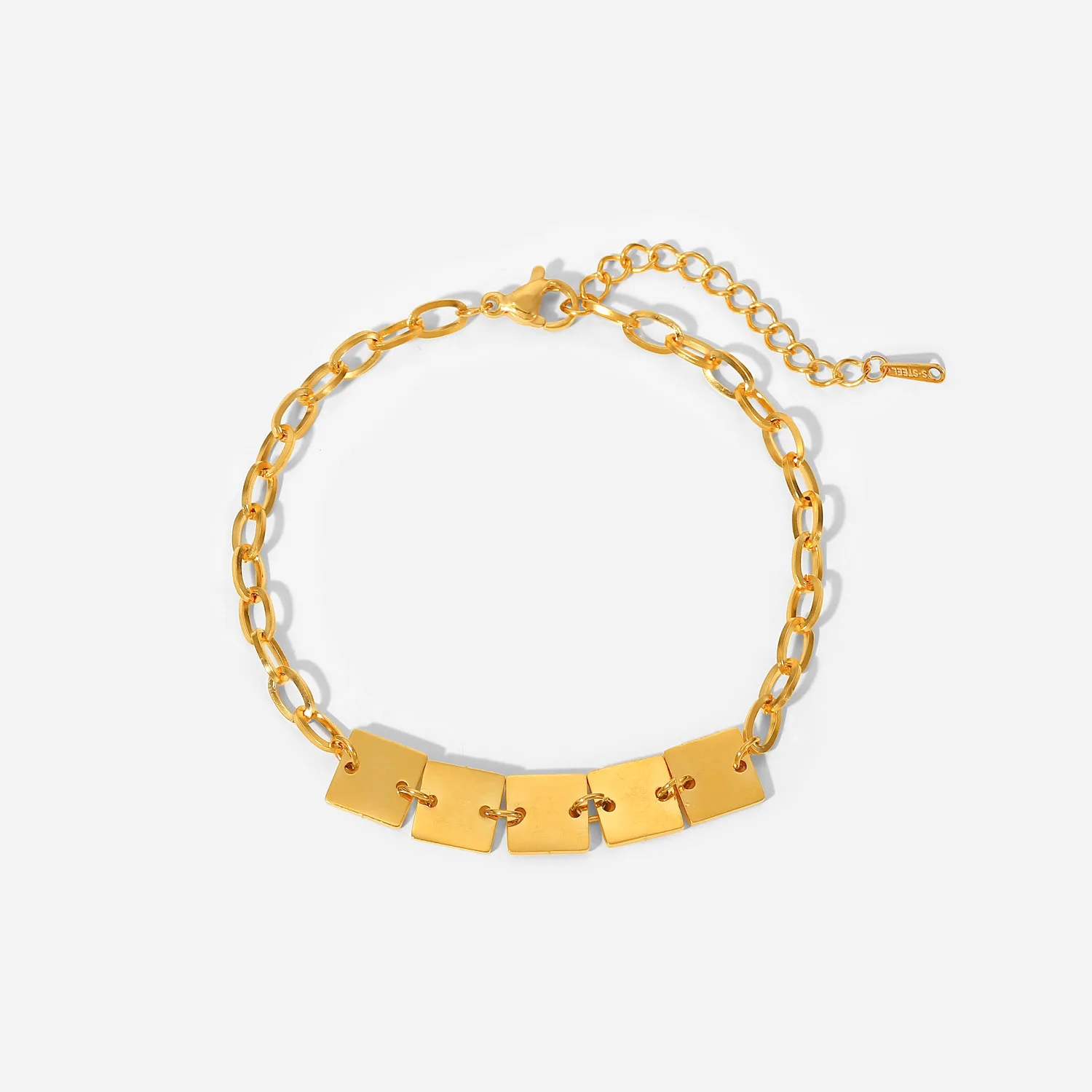 Браслет ручной работы из нержавеющей стали с квадратным шармом дешевый Женский